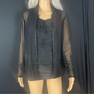 Vintage Black Beaded Top Set
